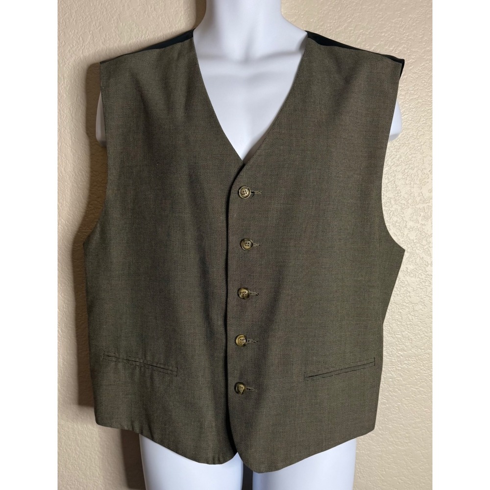 Murano Mens XL Suit Vest Brown Micro Pattern Formal Waistcoat Preppy‎ Western